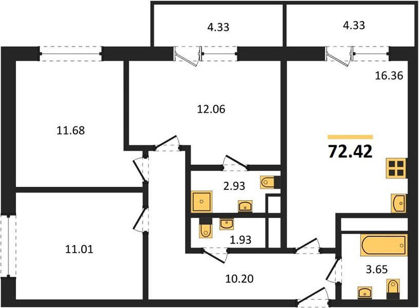 Фото №1: 3-комнатная квартира 72 м² - Краснодар, Прикубанский внутригородской округ, мкр. ЖК Тёплые Края