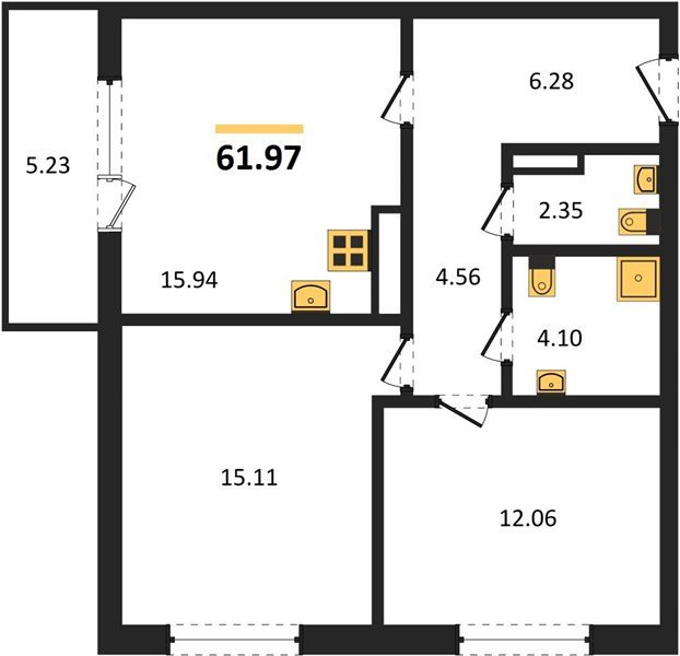 Фото №1: 2-комнатная квартира 61 м² - Краснодар, Прикубанский внутригородской округ, мкр. ЖК Тёплые Края