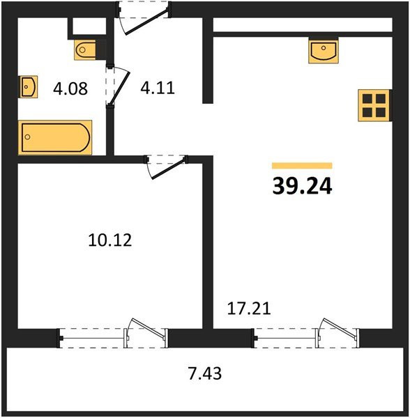 Фото №1: 1-комнатная квартира 39 м² - Краснодар, Прикубанский внутригородской округ, мкр. ЖК Тёплые Края