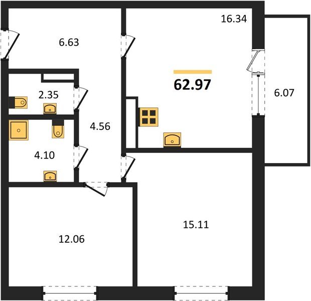 Фото №1: 2-комнатная квартира 62 м² - Краснодар, Прикубанский внутригородской округ, мкр. ЖК Тёплые Края