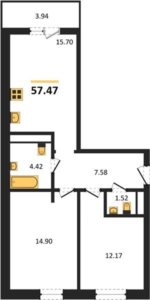 Фото №1: 2-комнатная квартира 57 м² - Краснодар, Прикубанский внутригородской округ, мкр. ЖК Тёплые Края