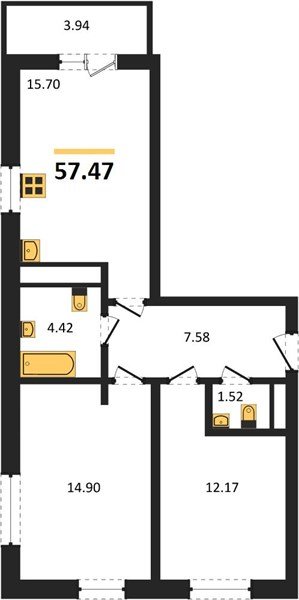 Фото №1: 2-комнатная квартира 57 м² - Краснодар, Прикубанский внутригородской округ, мкр. ЖК Тёплые Края