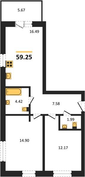 Фото №1: 2-комнатная квартира 58 м² - Краснодар, Прикубанский внутригородской округ, мкр. ЖК Тёплые Края
