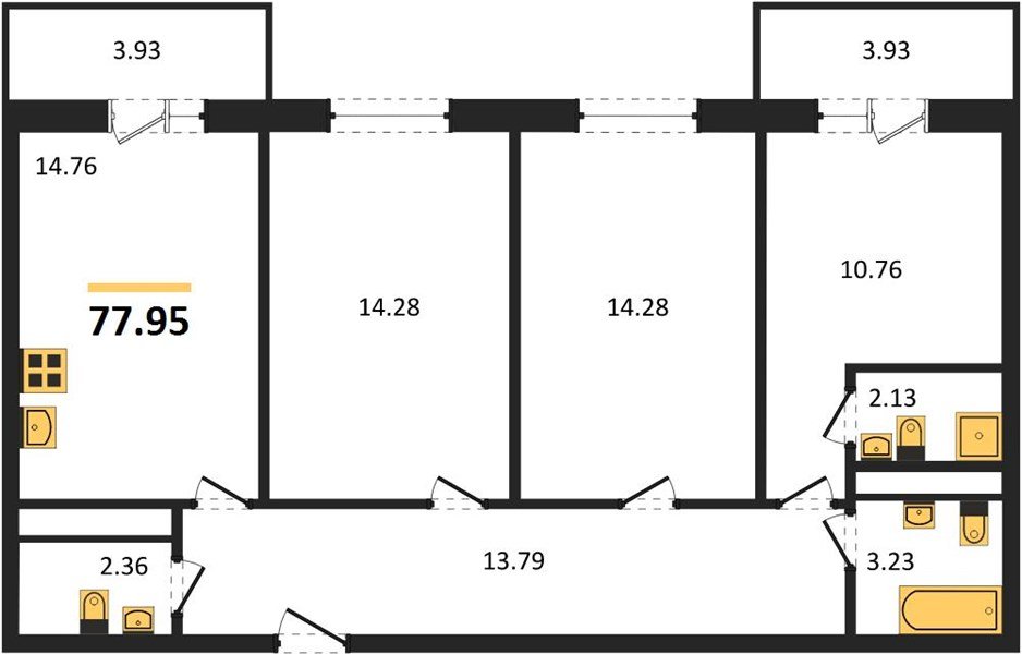 Фото №1: 3-комнатная квартира 76 м² - Краснодар, Прикубанский внутригородской округ, мкр. ЖК Тёплые Края
