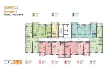Фото №3: 2-комнатная квартира 63 м² - Краснодар, мкр. ЖК Тёплые Края, 