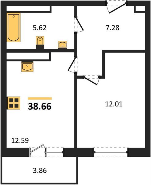 Фото №1: 1-комнатная квартира 38 м² - Краснодар, Прикубанский внутригородской округ, мкр. ЖК Тёплые Края