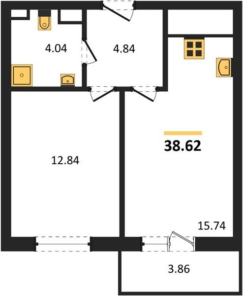 Фото №1: 1-комнатная квартира 38 м² - Краснодар, Прикубанский внутригородской округ, мкр. ЖК Тёплые Края