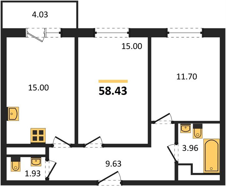Фото №1: 2-комнатная квартира 57 м² - Краснодар, Прикубанский внутригородской округ, мкр. ЖК Тёплые Края