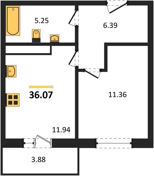 Фото №1: 1-комнатная квартира 36 м² - Краснодар, Прикубанский внутригородской округ, мкр. ЖК Тёплые Края