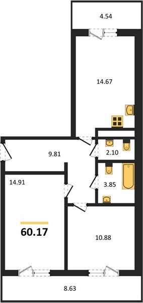 Фото №1: 2-комнатная квартира 59 м² - Краснодар, Прикубанский внутригородской округ, мкр. ЖК Тёплые Края