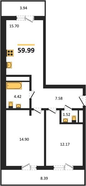 Фото №1: 2-комнатная квартира 59 м² - Краснодар, Прикубанский внутригородской округ, мкр. ЖК Тёплые Края
