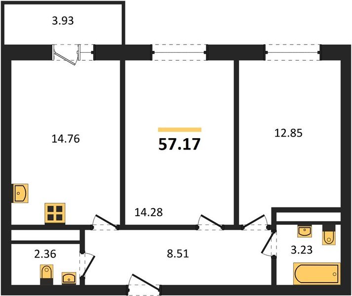 Фото №1: 2-комнатная квартира 56 м² - Краснодар, Прикубанский внутригородской округ, мкр. ЖК Тёплые Края