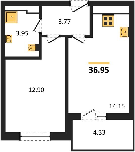 Фото №1: 1-комнатная квартира 36 м² - Краснодар, Прикубанский внутригородской округ, мкр. ЖК Тёплые Края