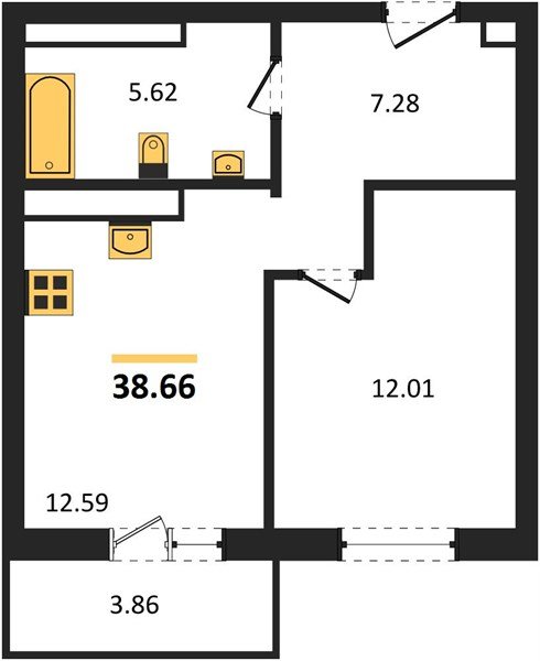 Фото №1: 1-комнатная квартира 38 м² - Краснодар, Прикубанский внутригородской округ, мкр. ЖК Тёплые Края
