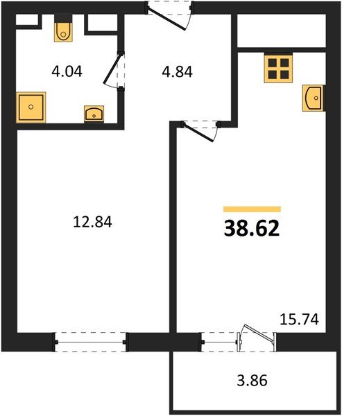 Фото №1: 1-комнатная квартира 38 м² - Краснодар, Прикубанский внутригородской округ, мкр. ЖК Тёплые Края