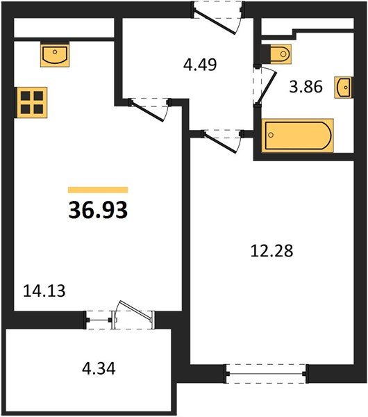 Фото №1: 1-комнатная квартира 36 м² - Краснодар, Прикубанский внутригородской округ, мкр. ЖК Тёплые Края
