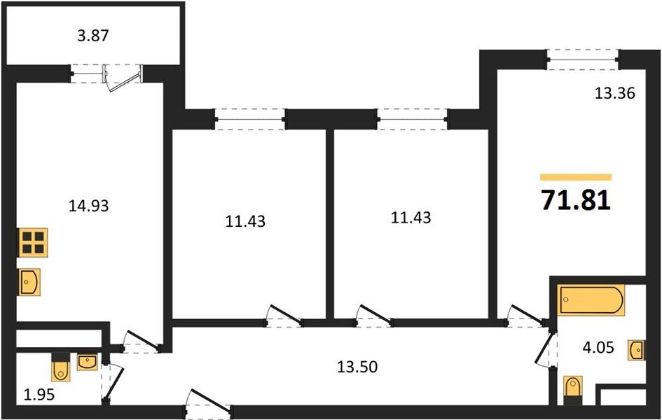 Фото №1: 3-комнатная квартира 71 м² - Краснодар, Прикубанский внутригородской округ, мкр. ЖК Тёплые Края