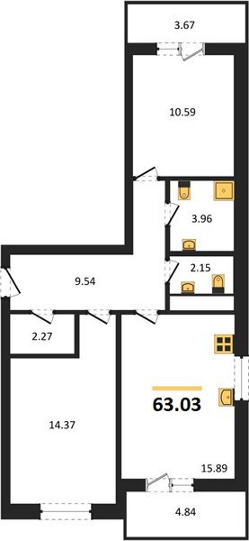 Фото №1: 2-комнатная квартира 62 м² - Краснодар, Прикубанский внутригородской округ, мкр. ЖК Тёплые Края