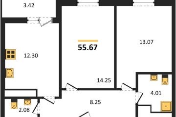 Фото №1: 2-комнатная квартира 55 м² - Краснодар, мкр. ЖК Тёплые Края,