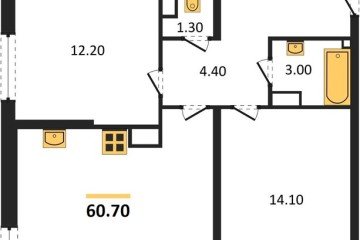 Фото №1: 2-комнатная квартира 61 м² - Краснодар, мкр. жилой комплекс Самолёт-6, 