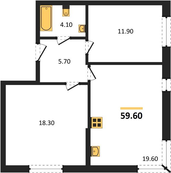 Фото №1: 2-комнатная квартира 59 м² - Краснодар, жилой комплекс Самолёт-6, мкр. Прикубанский внутригородской округ