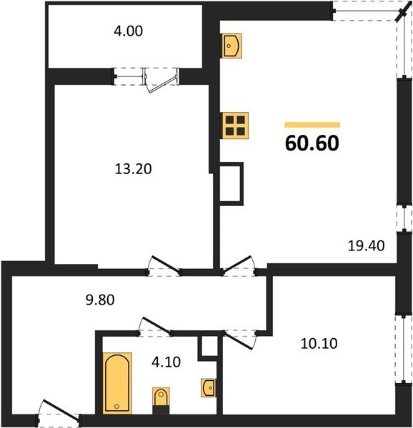 Фото №1: 2-комнатная квартира 60 м² - Краснодар, жилой комплекс Самолёт-6, мкр. Прикубанский внутригородской округ
