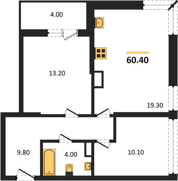 Фото №1: 2-комнатная квартира 60 м² - Краснодар, жилой комплекс Самолёт-6, мкр. Прикубанский внутригородской округ