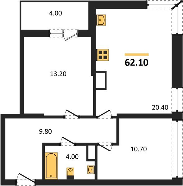 Фото №1: 2-комнатная квартира 62 м² - Краснодар, жилой комплекс Самолёт-6, мкр. Прикубанский внутригородской округ