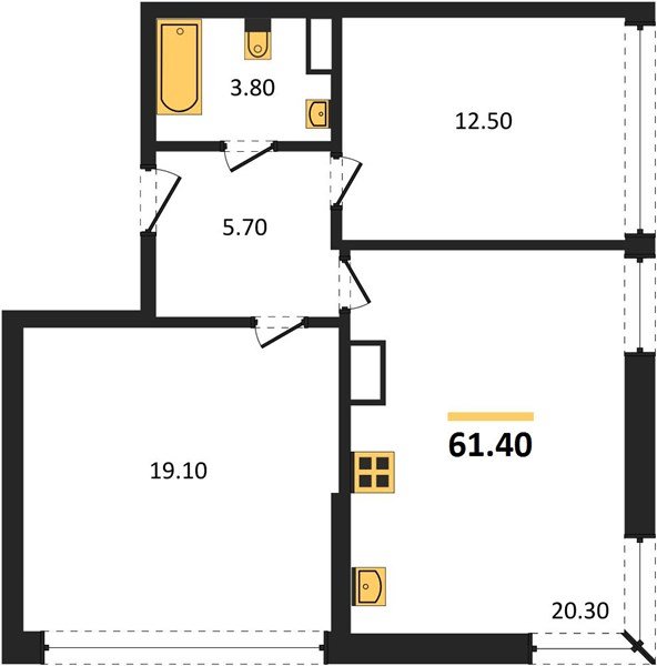 Фото №1: 2-комнатная квартира 61 м² - Краснодар, жилой комплекс Самолёт-6, мкр. Прикубанский внутригородской округ