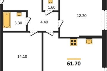 Фото №1: 2-комнатная квартира 61 м² - Краснодар, мкр. Прикубанский внутригородской округ, 