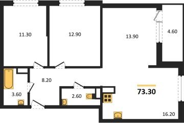 Фото №1: 3-комнатная квартира 73 м² - Краснодар, мкр. Прикубанский внутригородской округ, 
