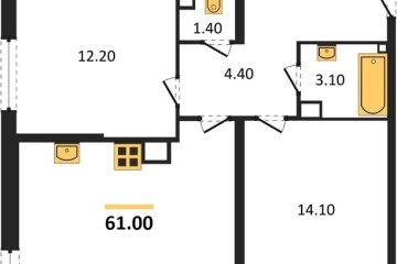 Фото №1: 2-комнатная квартира 61 м² - Краснодар, мкр. жилой комплекс Самолёт-6,