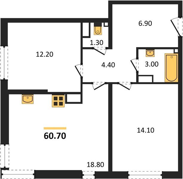 Фото №1: 2-комнатная квартира 60 м² - Краснодар, жилой комплекс Самолёт-6, мкр. Прикубанский внутригородской округ