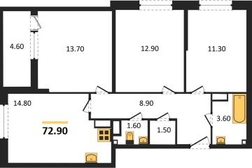 Фото №1: 3-комнатная квартира 72 м² - Краснодар, мкр. Прикубанский внутригородской округ, 