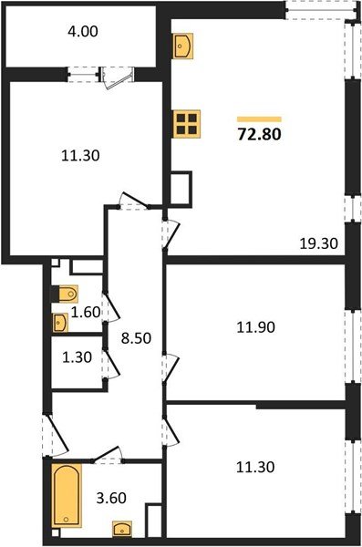 Фото №1: 3-комнатная квартира 73 м² - Краснодар, жилой комплекс Самолёт-6, мкр. Прикубанский внутригородской округ
