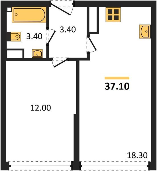 Фото №1: 1-комнатная квартира 37 м² - Краснодар, жилой комплекс Самолёт-6, 