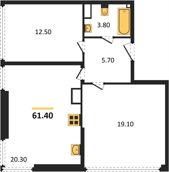 Фото №1: 2-комнатная квартира 61 м² - Краснодар, жилой комплекс Самолёт-6, мкр. Прикубанский внутригородской округ