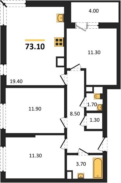 Фото №1: 3-комнатная квартира 73 м² - Краснодар, Прикубанский внутригородской округ, мкр. жилой комплекс Самолёт-6