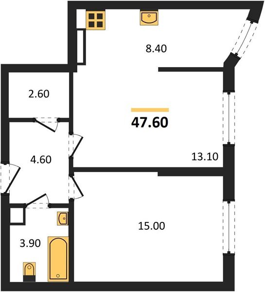 Фото №1: 2-комнатная квартира 47 м² - Краснодар, Прикубанский внутригородской округ, мкр. жилой комплекс Самолёт-6