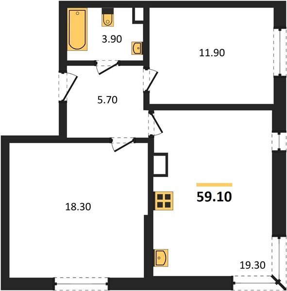 Фото №1: 2-комнатная квартира 59 м² - Краснодар, Прикубанский внутригородской округ, мкр. жилой комплекс Самолёт-6