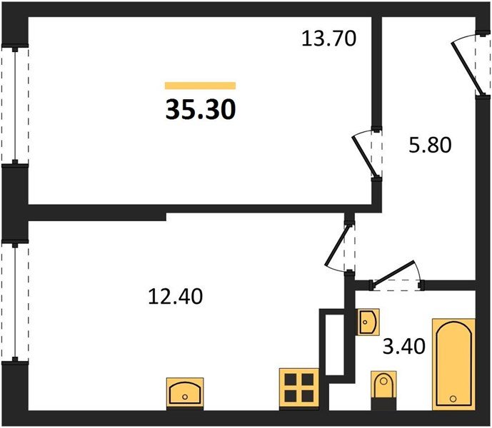 Фото №1: 1-комнатная квартира 35 м² - Краснодар, Прикубанский внутригородской округ, мкр. жилой комплекс Самолёт-6
