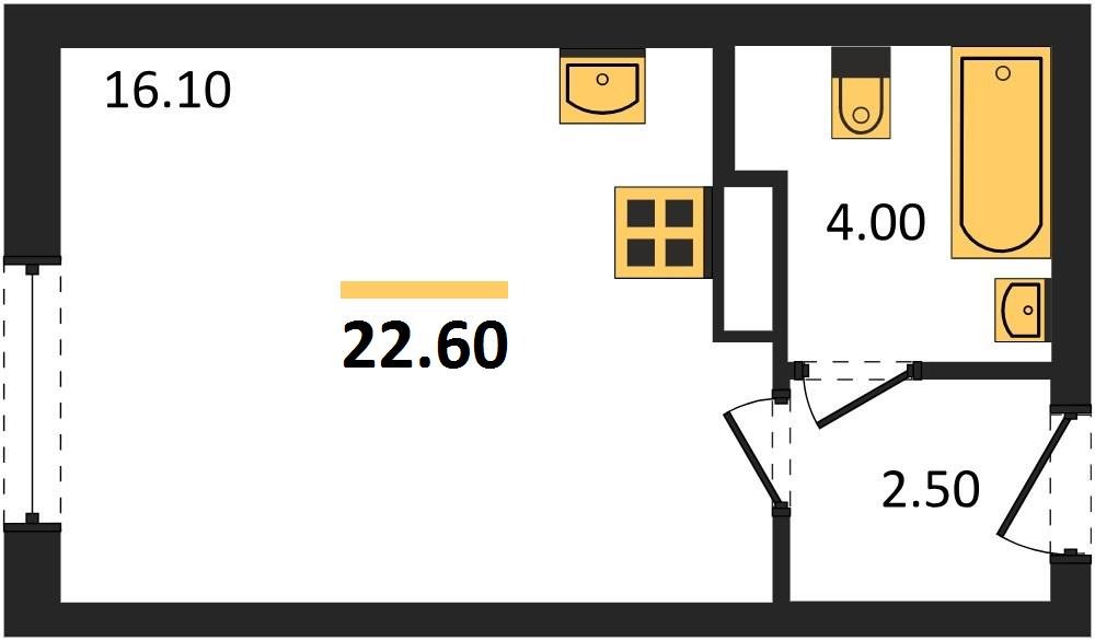 Фото №1: Студия 22 м² - Краснодар, Прикубанский внутригородской округ, мкр. жилой комплекс Самолёт-6