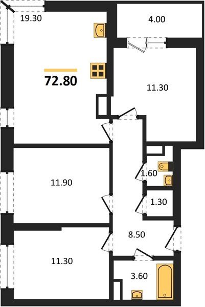 Фото №1: 3-комнатная квартира 72 м² - Краснодар, Прикубанский внутригородской округ, мкр. жилой комплекс Самолёт-6