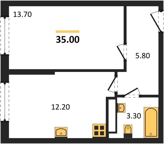 Фото №1: 1-комнатная квартира 35 м² - Краснодар, Прикубанский внутригородской округ, мкр. жилой комплекс Самолёт-6