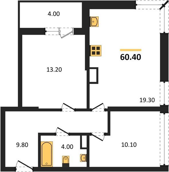 Фото №1: 2-комнатная квартира 60 м² - Краснодар, Прикубанский внутригородской округ, мкр. жилой комплекс Самолёт-6