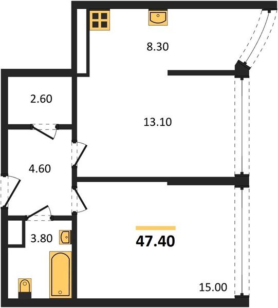 Фото №1: 2-комнатная квартира 47 м² - Краснодар, Прикубанский внутригородской округ, мкр. жилой комплекс Самолёт-6