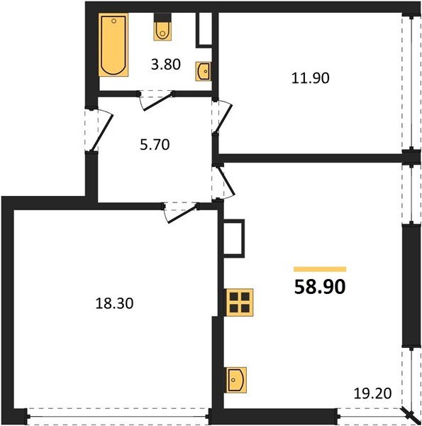 Фото №1: 2-комнатная квартира 58 м² - Краснодар, Прикубанский внутригородской округ, мкр. жилой комплекс Самолёт-6