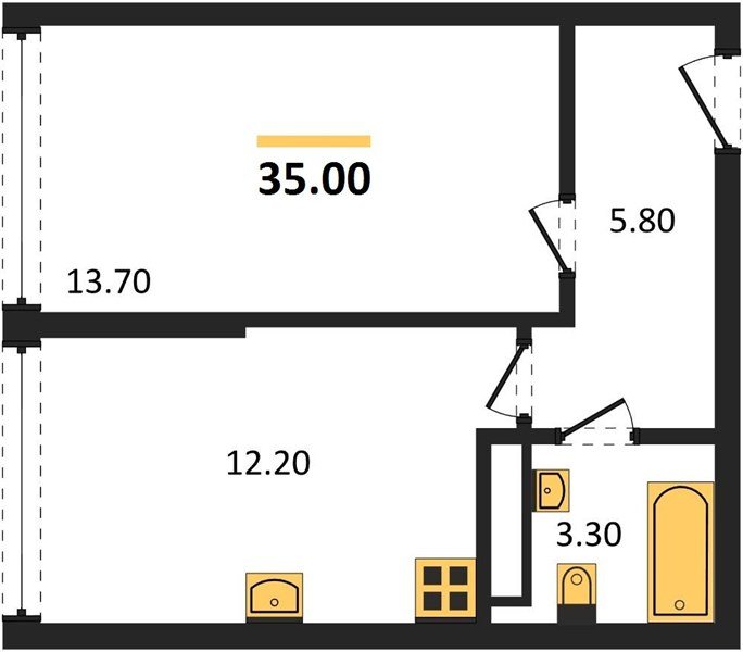 Фото №1: 1-комнатная квартира 35 м² - Краснодар, Прикубанский внутригородской округ, мкр. жилой комплекс Самолёт-6