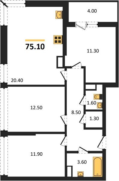 Фото №1: 3-комнатная квартира 75 м² - Краснодар, Прикубанский внутригородской округ, мкр. жилой комплекс Самолёт-6