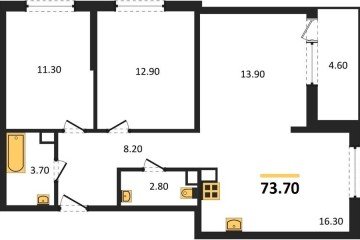 Фото №1: 3-комнатная квартира 73 м² - Краснодар, мкр. жилой комплекс Самолёт-6, 
